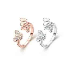 Authentic Butterfly Wings of Elegance: 18K Rose Gold Platinum Plated Ring of Freedom