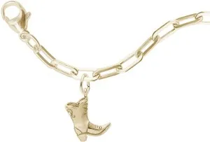 Authentic 7" Gold Plated Sterling Silver Charm Bracelet w/ Cowboy Boot Charm by Rembrandt