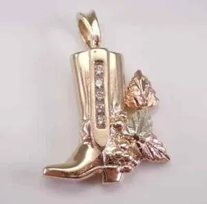 Authentic 1Ct Round Cut Real Moissanite Boot Flower Charm Pendant 14K Yellow Gold Plated