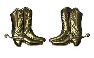 Authentic Cowboy Boot Earrings Gold Plated 1.5 Inch
