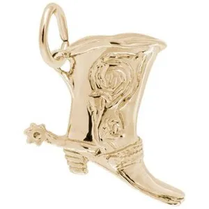 Authentic Gold-Plated Sterling Silver Cowboy Boot With Spur Charm by Rembrandt