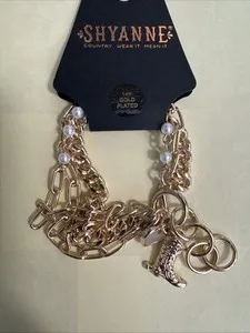 Authentic Shyanne Women's Bracelet 14K Gold Plated Charm Boot Pearl Country Wear Mean It