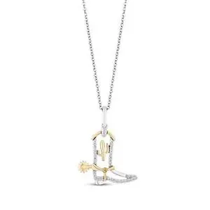Authentic Guardian of the Open Range: 1.10 Ct Moissanite Cowboy Boot Pendant Necklace