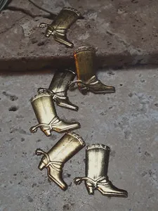 Authentic CLOSEOUT 12pc. Western Boot w/ Spur Shiny Gold Plated Stampings Findings