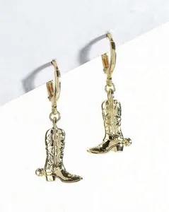 Authentic Western Cowgirl Earrings Cowboy Boot Earrings Gold Plated Boot Dangle Earring...