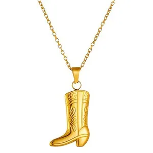 Authentic Women's "Boot" Necklace, 18K Gold Plated