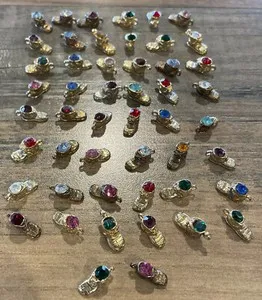 Authentic Quintet of Golden Memories: Baby Shoe Birthstone Talismans