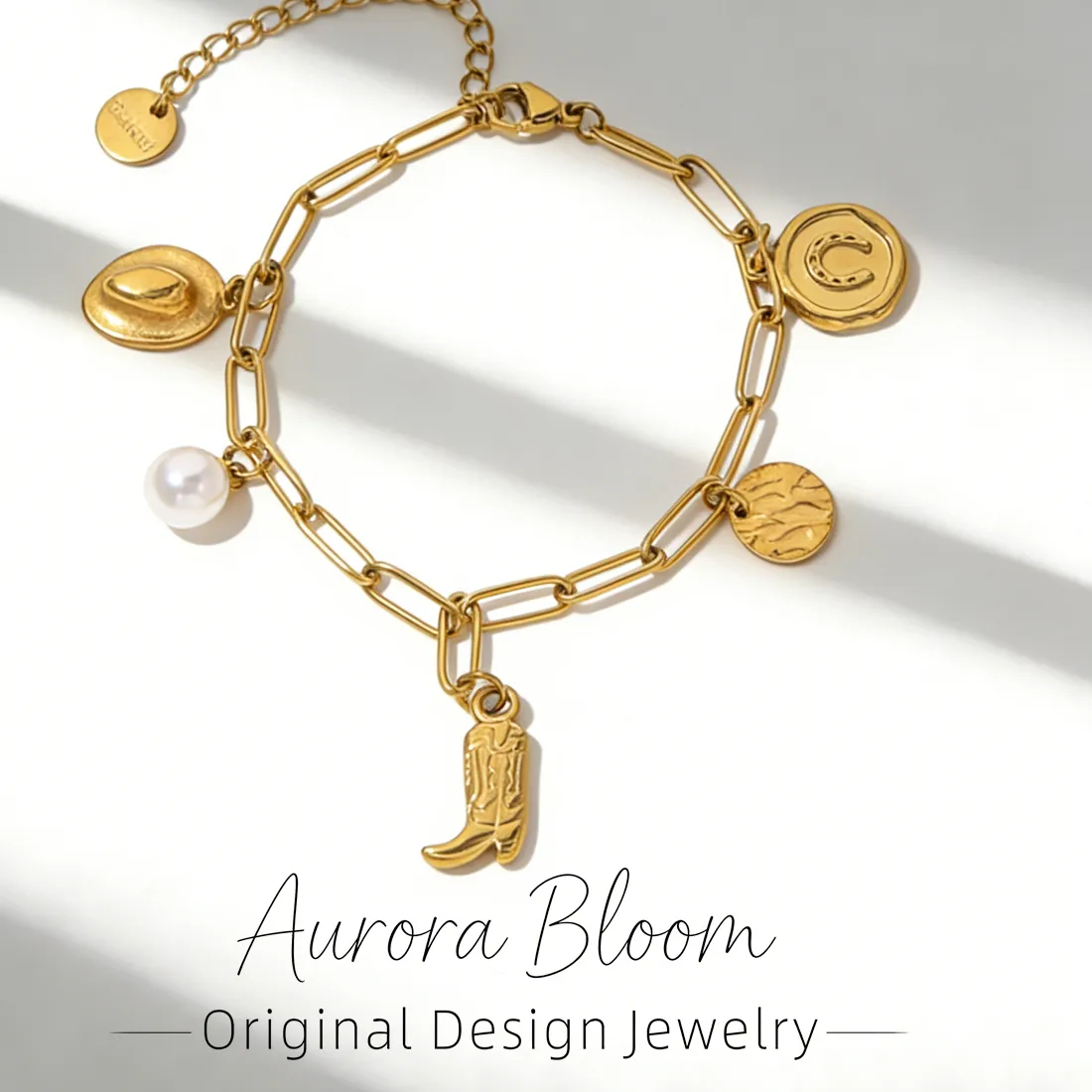 Authentic AURORA Trend Boots Hat Horseshoe Pendant Bracelets For Women Charm Hand Bracelet Jewelry Accessories