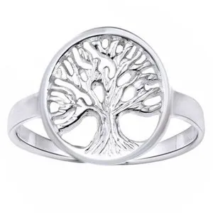 Authentic Roots of Eternity Tree of Life Ring in 14K White Gold Plated Silver