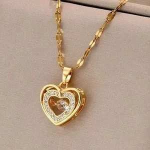 Authentic Womens Necklace Heart Pendant 18K Gold Plated Jewelry