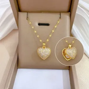 Authentic Celestial Heart Pendant: 18K Gold Plated, Paved with Radiant Zirconia & Pearl