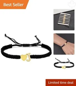 Authentic 18K Gold Plated Initial Heart Bracelet for Couples - Handmade Adjustable Jewelry