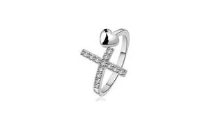Authentic The Sacred Union Eternity Band: White Gold, Heart, and Cross Talisman