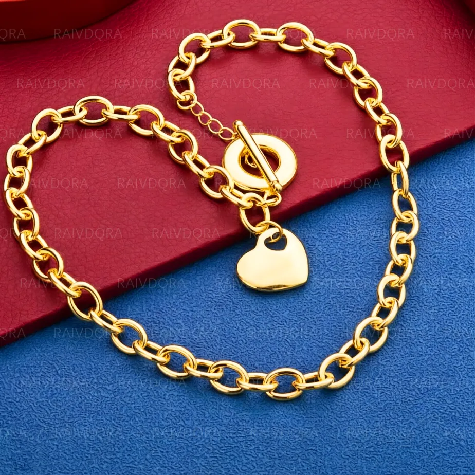 Authentic 18K Gold Plated Heart TO Buckle Chain Necklace For Women Jewelry Classic Elegant Engagement Wedding
