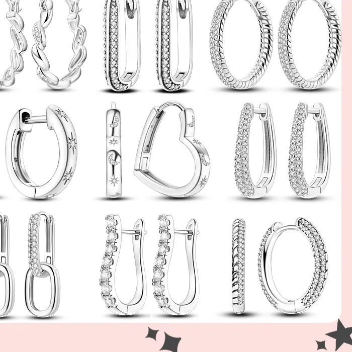 Authentic Original Design Silver Plated 18K White Gold Hoop Earrings For Women Class U Shape Shine Zircon High Quality Jewelry Gifts