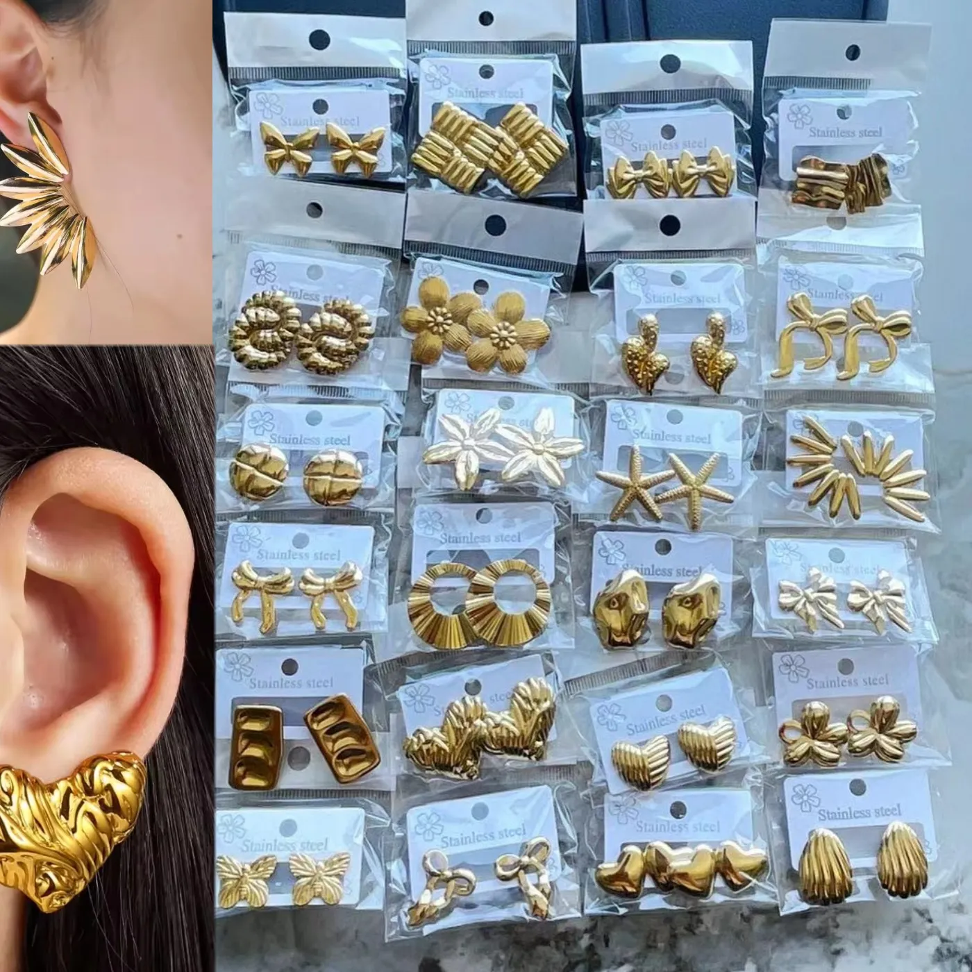Authentic Golden Blossom Heart Talisman Earrings