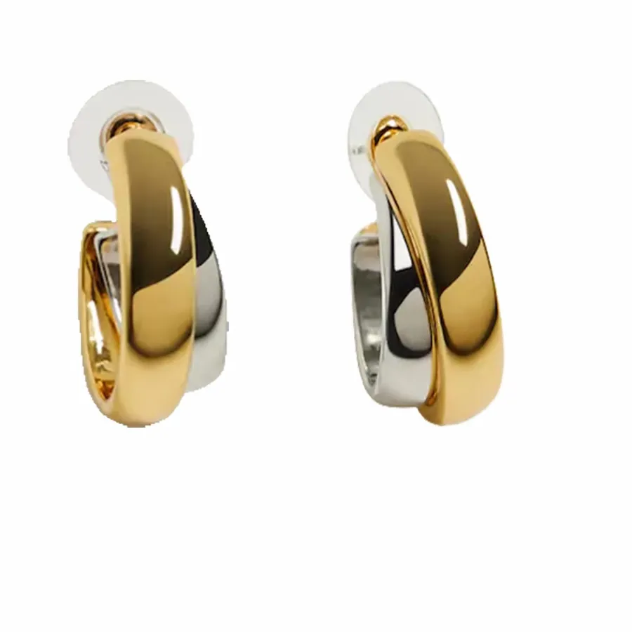 Authentic With 18k Gold 2 Tone Twist Drop Earrings Women Jewelry Party T Show Gown Runway rare Korean Japan Trendy INS