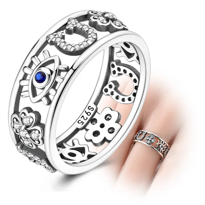 Authentic Four-Leaf Enchantment: Sterling Silver Luck Talisman Ring
