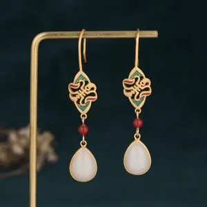 Authentic Celestial Enamel Drop Earrings: A Golden Whisper of Ancient Grace