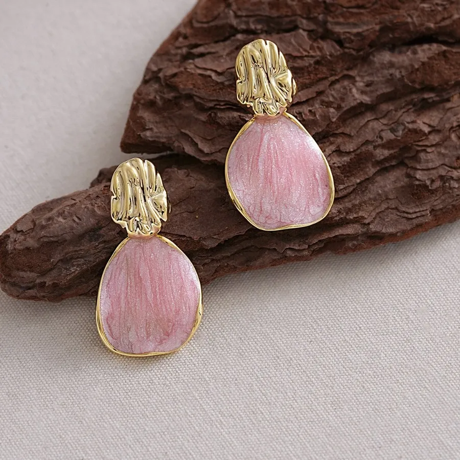Authentic Radiant Rose Geometry Gold-Plated Stud Earrings