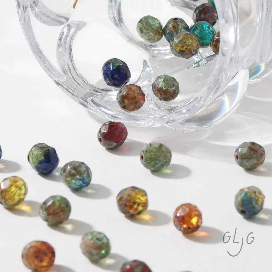 Authentic 8PCS Czech Glaze Glass Transparent Wave Pineapple Beads Bracelet Necklace Findings Accessories Jewelry DIY Making Supplies