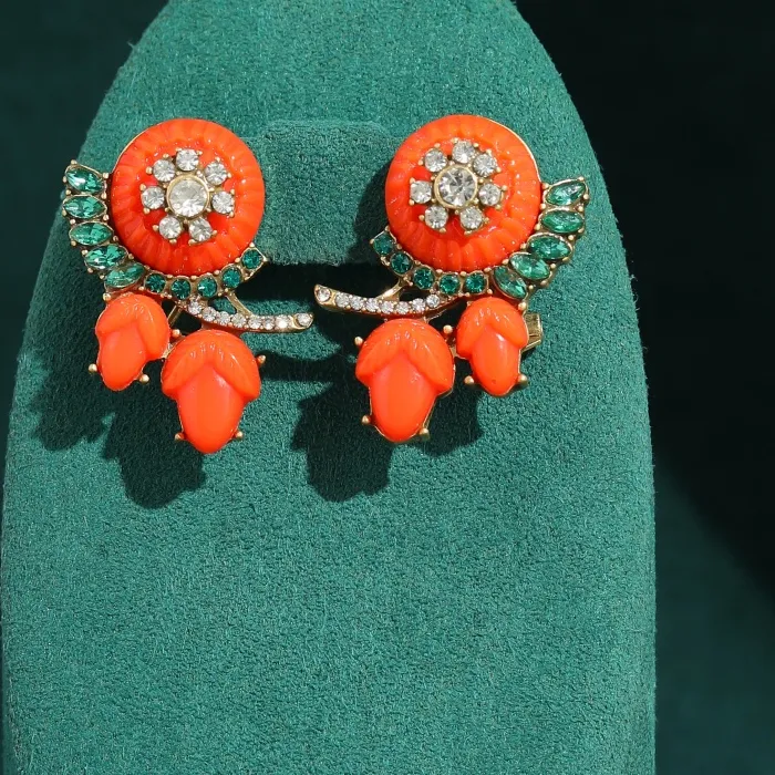 Authentic Sunset Petal Glazed Talisman Earrings