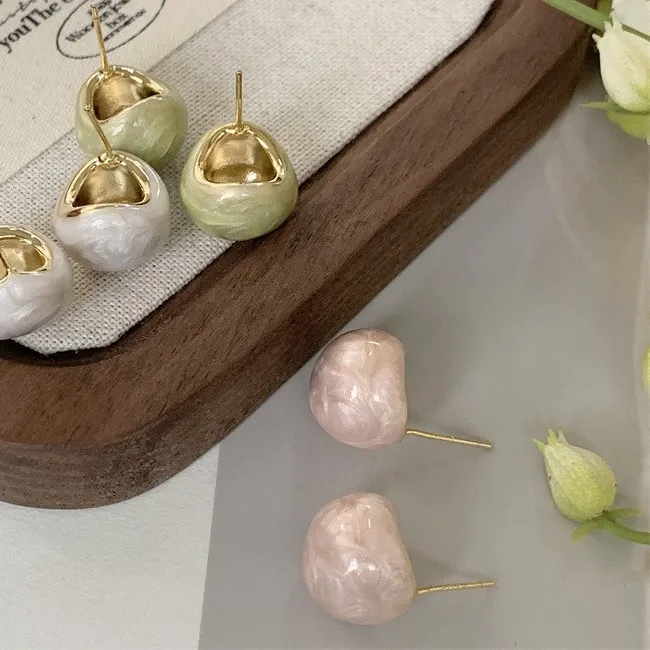 Authentic Simple Versatile Oil Dripping C Shaped Earring For Women Glaze Letter Ears Jewelry Girls Gifts Party Daily Banquet Decor