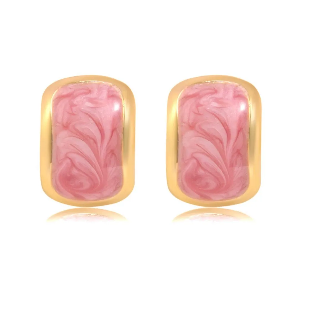 Authentic Korean Enamel Geometry Arc C Shaped Stud Earrings for Women Simple Pink Color Glaze Curved Ear Jewelry Friend Christmas