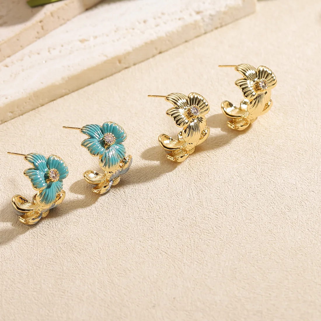 Authentic Blossoming Serenity: Double Floral Hoop Earrings