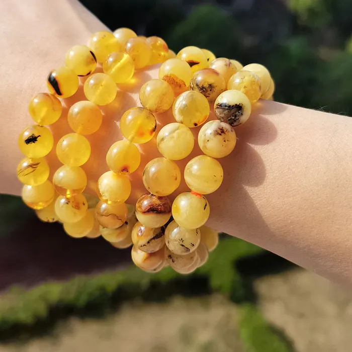 Authentic 10Mm 17Mm Genuine Amber Bracelet Round Beads Special Original Baltic Plant Precious Stone Diy Natural Jewelry