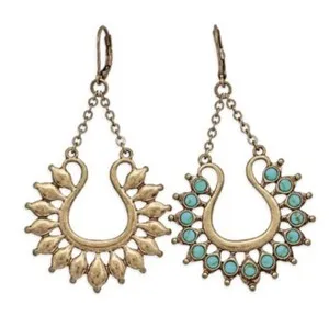 Authentic Radiant Horizon: Gold-Plated Turquoise Drop Earrings