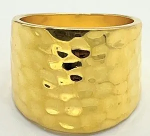 Authentic Premier Desing Gold Reflection Hammered Ring Gold Plated Size 7.5