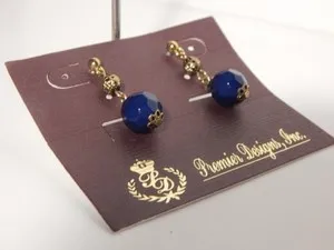Authentic NWT PREMIER DESIGNS "PALAZZO* GOLD PLATED & NAVY DANGLE EARRINGS - 2006/$38