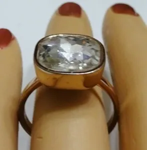 Authentic Vintage Premier Designs Gold Plated Crystal CZ or Glass Cocktail Ring Size 8.5