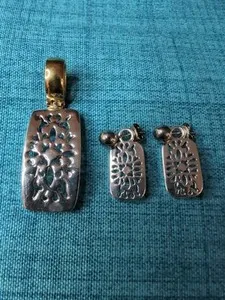Authentic Harmonize with Cosmic Rhythm - Gold Plated Modernist Pendant and Earrings Set