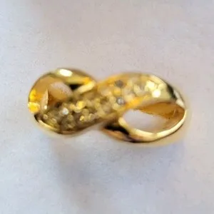 Authentic Premier Designs Gold Tone Crystal Loop Band Ring Yellow Gold Plated Sz 10