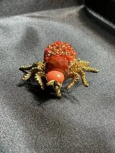 Authentic Joan Rivers Spider Brooch 18K Premier Gold Plated Swarovski Crystals