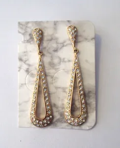 Authentic Premier Designs "Starlight" Gold Plated Crystal Teardrop Dangle Earrings #J25