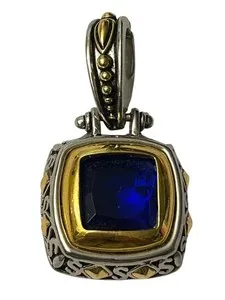 Authentic Celestial Mirror Reversible Solstice Talisman - 18K Gold Plated Deep Blue Glass Amulet