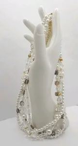 Authentic Premier Designs Gold-Plated 4 Strand Shells, Pearl's & Glass Beads 19" Necklace
