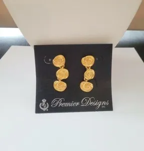 Authentic Celestial Swirl Gold-Plated Amulet Earrings