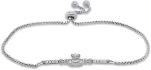 Authentic The Eternal Knot of Radiance: Diamond-Accented Claddagh Bolo Bracelet
