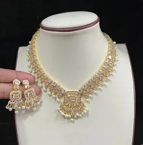 Authentic Indian Bollywood Bridal Party Wear Gold Plated Cz Jewelry Set Weding Women RM30