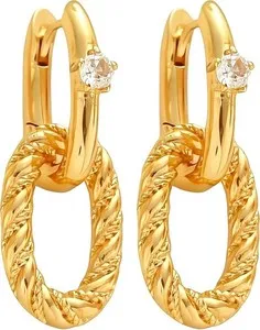 Authentic Celestial Double‑Twist Gold‑Plated Dangle Hoops