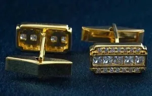 Authentic The Sovereign Radiance Princess Lab Created Diamond Cufflinks in 14K Yellow Gold Plate