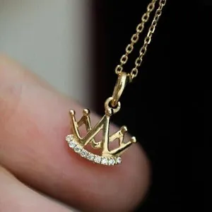 Authentic Regal Radiance: The Crown of Light Pendant in 14K Yellow Gold Plated