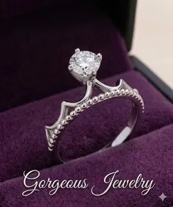Authentic The Sovereign Crown Moissanite Ring in 18k White Gold Plate