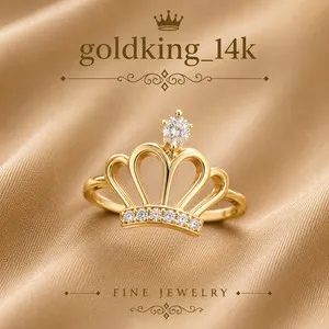 Authentic 0.32Ct Simulated Diamond Crown Style Adjustable Toe Ring 14k Yellow Gold Plated