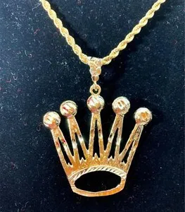 Authentic The Sovereign Crown of Light 14kt Gold-Plated Charm and Rope Chain