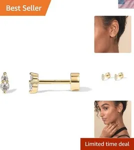Authentic Celestial Geometry Studs: Radiant Cubic Zirconia Illumination Amulets